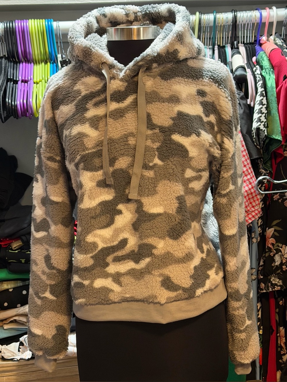 Blue Star Lounge Sleep Hoodie Sweatshirt Top Soft Gray Camo